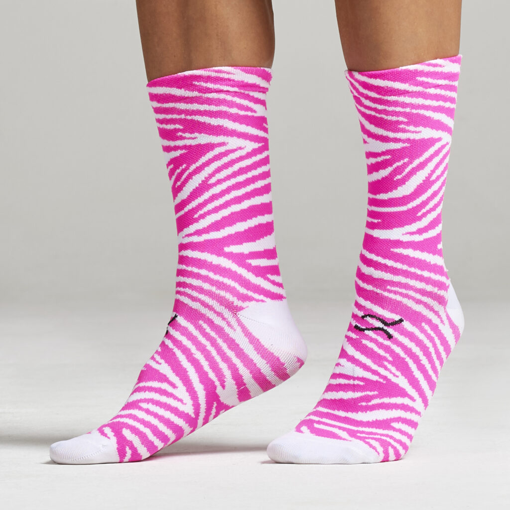 Calze corte linea ZEBRATA col Bianco/Fucsia Running Mama