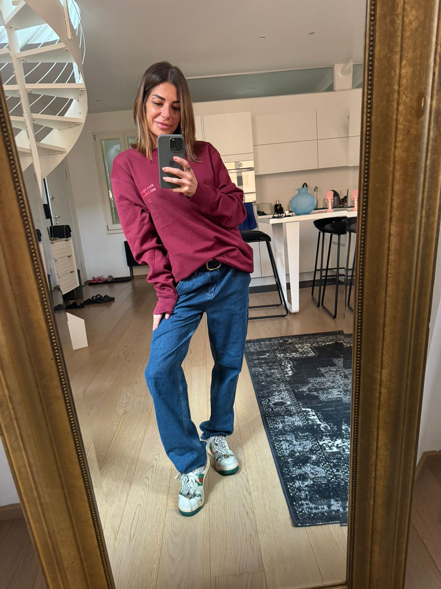 Felpa linea "ÊTRE SPORTIF EST TRÈS CHIC" col. Burgundy - immagine 3