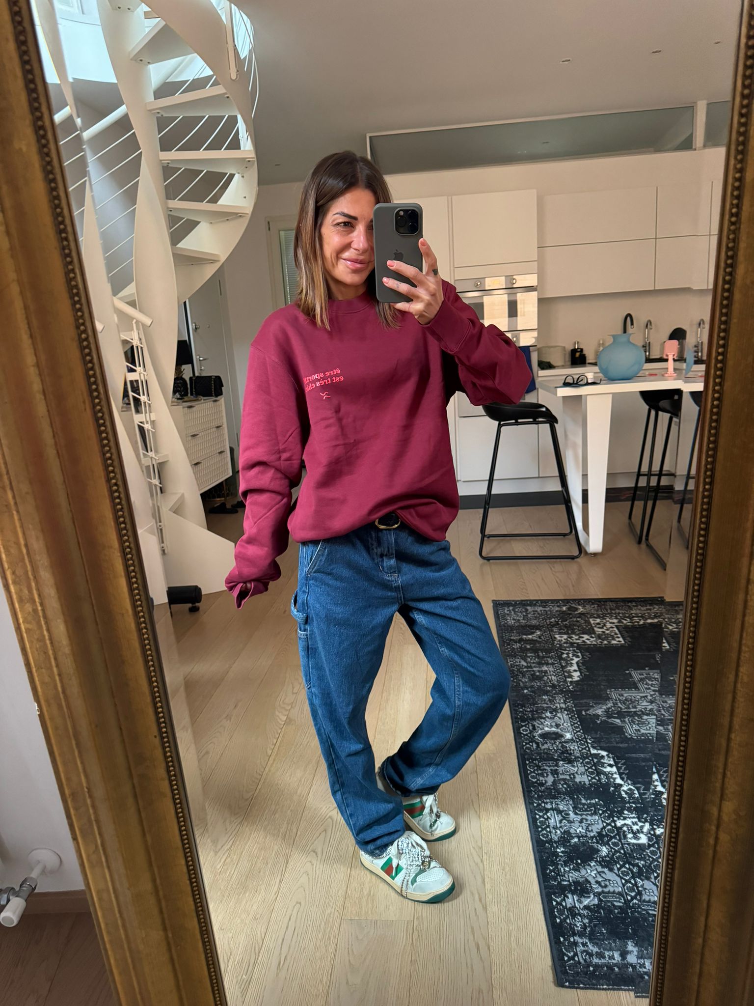 Felpa linea "ÊTRE SPORTIF EST TRÈS CHIC" col. Burgundy