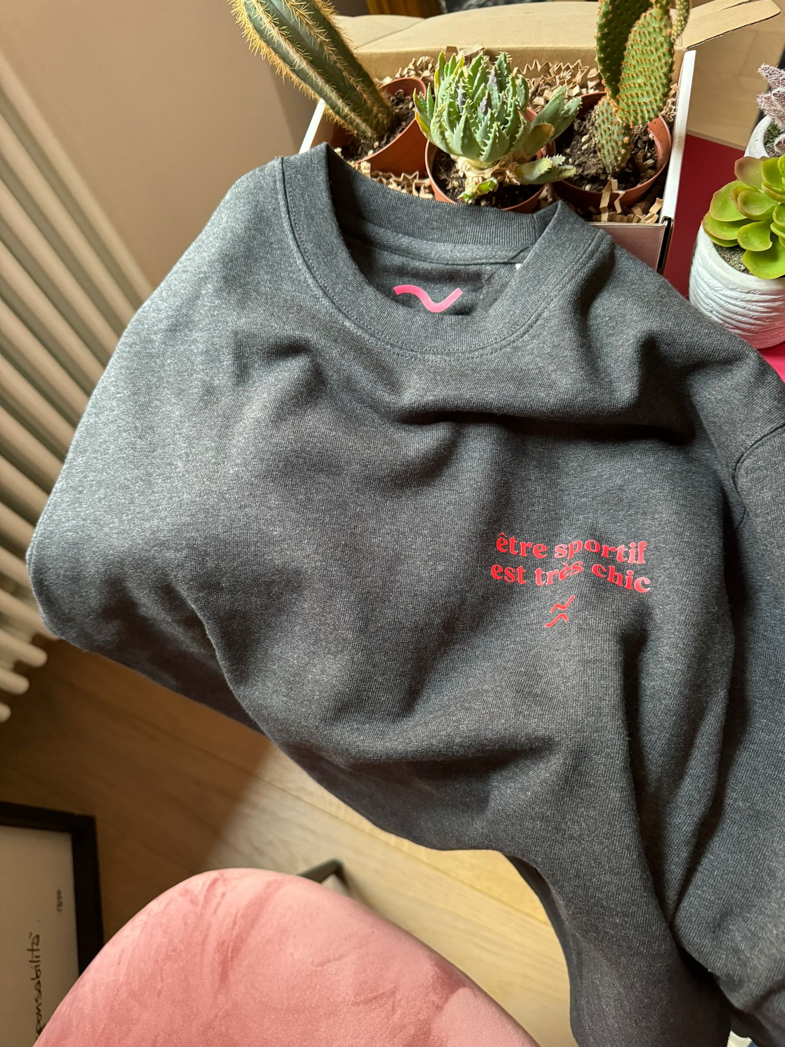 Felpa linea "ÊTRE SPORTIF EST TRÈS CHIC" col. Grigio - immagine 9