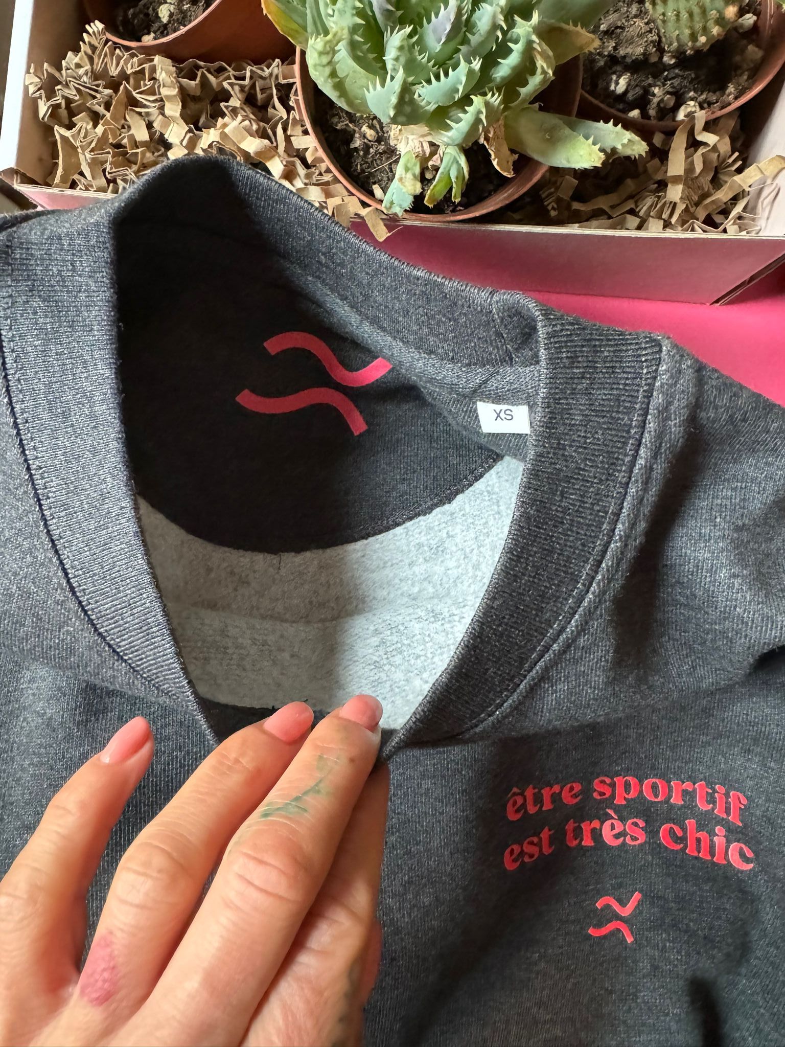 Felpa linea "ÊTRE SPORTIF EST TRÈS CHIC" col. Grigio - immagine 10