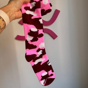 Calze lunghe linea CAMOUFLAGE col. Bordeaux/Rosa
