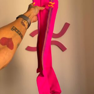 Calze lunghe col. Fucsia riga Ciclamino