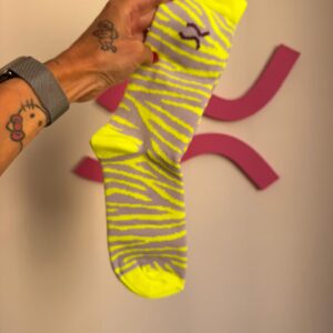 Calze corte linea Zebrata Col. Giallo Fluo/Malva