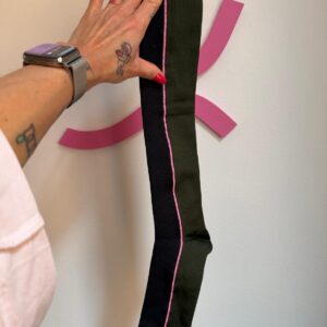 Calze lunghe bicolor con riga rosa